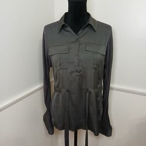 New York & Company Women's Button-Up Tie-Waist Top Size M